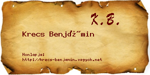Krecs Benjámin névjegykártya